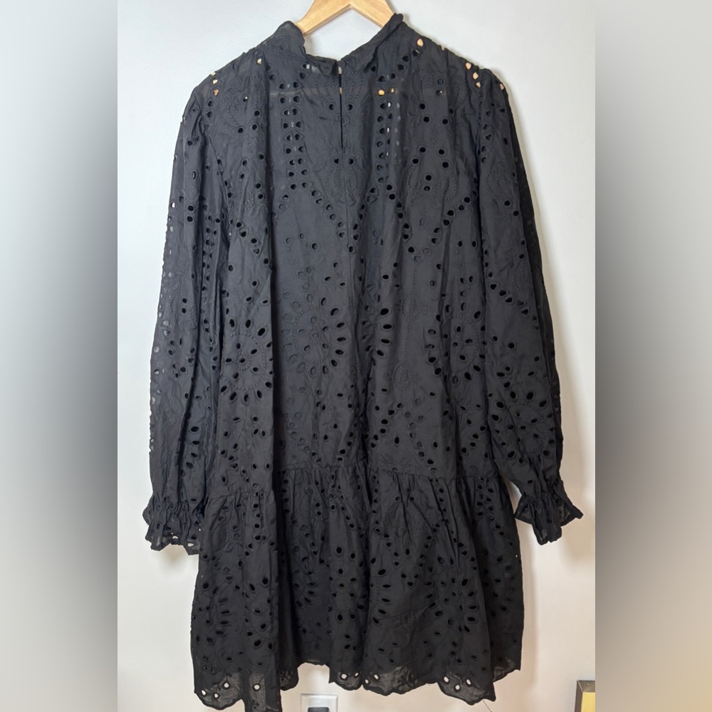 Eloquii women’s plus size 24 ruffle collar
long sleeves eyelet black dress NWT - Picture 3 of 7